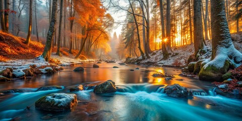 Serene Autumn River in Forest