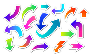 set of 3d colorful directional arrow element