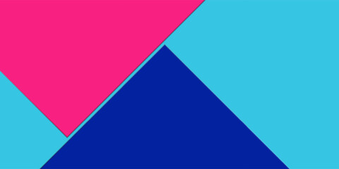 Modern geometric background with pink blue paper  panoramic shot abstract modern design