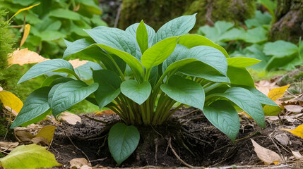 Autumn mandrake or Mandragora Autumnalis plant in Saint Gallen in Switzerland