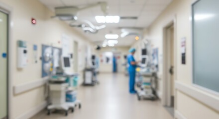 Medical Professional Working in a Hospital Hallway