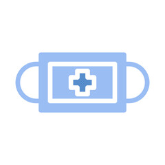 Stylized medical face mask emblem, health care support and awareness design