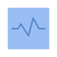 Stylized heartbeat pulse graph icon illustration on a light blue square backdrop
