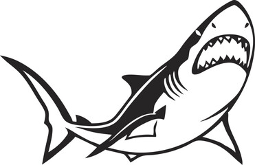 Fototapeta premium Great White Shark with Open Jaws Illustration.