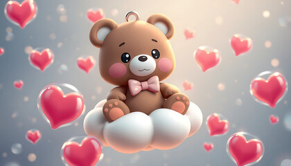 Obraz premium teddy bear with balloons