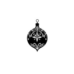 Ornate Christmas Bauble Silhouette on White Background