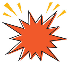 ギザギザ爆弾の丸い版ずれ吹き出しフレーム/オレンジ