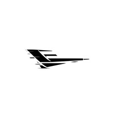 Minimalist Jet Plane Icon, Speed and Motion Concept
