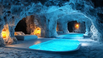 Underground spa cave rooms