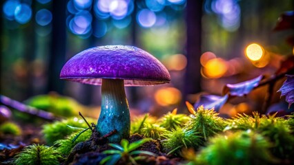 Fototapeta premium Purple Mushroom in Enchanted Forest