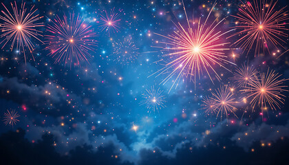 Fototapeta premium Explosions of Light A Firework Symphony in the Sky