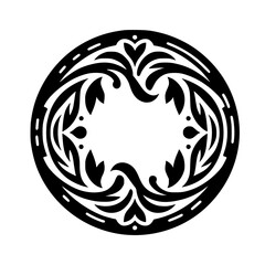 Ornate Black & White Floral Circular Frame Design