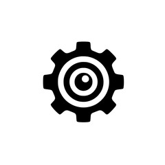 Obraz premium Abstract Gear Eye Logo, Black and White, Minimalist Design