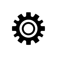 Black Gear Icon on White: Minimalism, Industrial Design, Settings