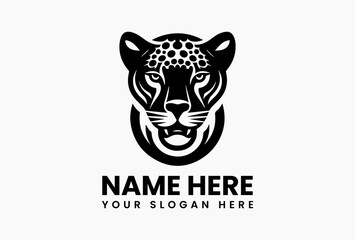 Intricate jaguar head line art with tribal influences, stylized vector template for tattoo parlors and apparel