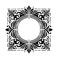 Elegant Floral Frame Vector Design: Black and White Ornament