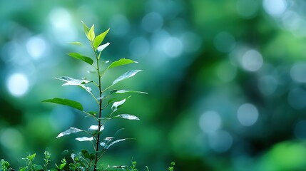 Fototapeta premium Young plant growing in sunlight, symbolizing hope and renewal in nature's embrace. 