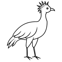 Secretary bird vector line art on white background
