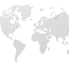 Fototapeta premium Grey World Map Template Isolated on Transparent Background