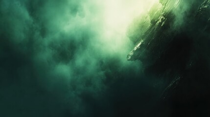 Fototapeta premium Mysterious, shadowy, subterranean celestial object shrouded in eerie clouds.