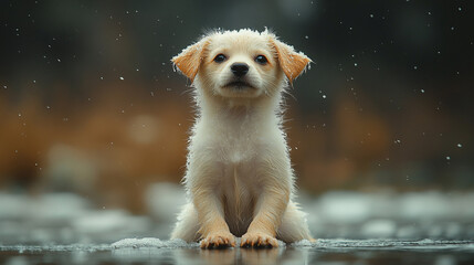 golden retriever in snow