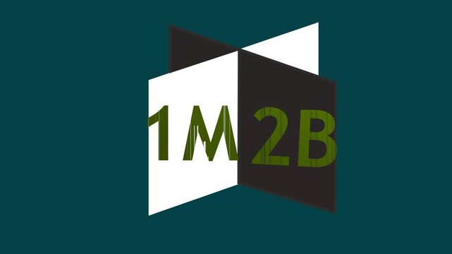 Open book with "1M" and "2B" text, financial growth, investment, data comparison, book metaphor, business data, digital finance

