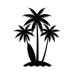 Palm Trees with Surfboard Silhouette