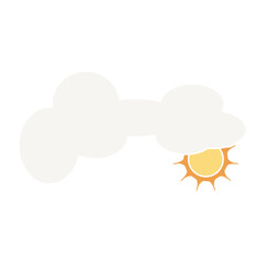 Sun and cloud weather. simple set clouds colored vector illustration