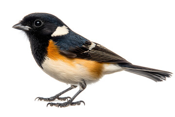 titmouse bird on a white background, great tit, Parus major, oxeye close up, spring. Symbol of optimism a