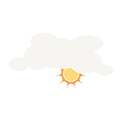 Sun and cloud weather. simple set clouds colored vector illustration