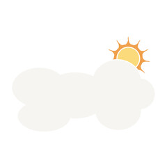 Sun and cloud weather. simple set clouds colored vector illustration