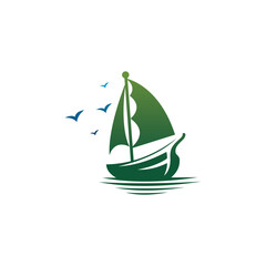 simple fishing boat logo design
