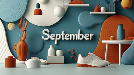 September scene with home decor and shoe