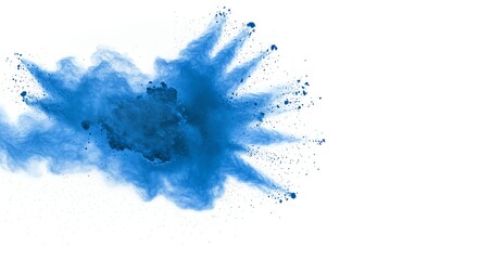 Blue Powder Explosion on White Background for Creative Design