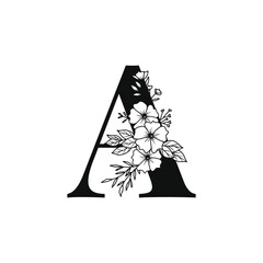 Elegant Floral Letter A Outline Design
