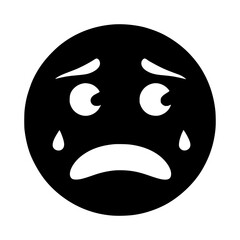 Fototapeta premium Sad Face Emoji Icon - Black & White