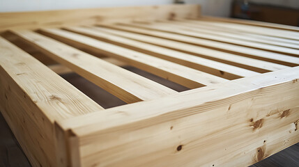 Unfinished Wooden Bed Frame with Slats