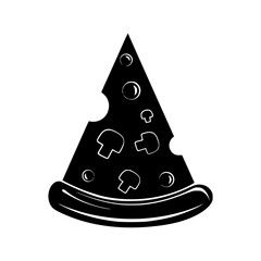 Pizza Slice Icon - Black Outline