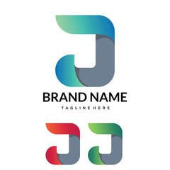 j abstract gradient typography letter logo design