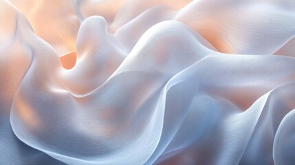 Delicate, flowing fabric drapes in soft pastel hues.