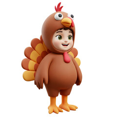 Naklejka premium 3D Child in Turkey Costume