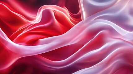 Fototapeta premium Intricate, flowing crimson and white fabric textures.