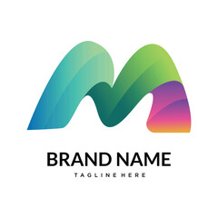 m abstract gradient letter logo