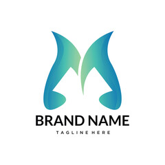 m abstract gradient letter logo