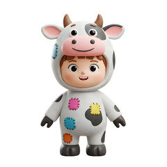 3D Child in Spotted Cow Costume