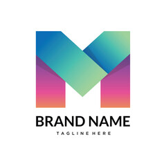 m abstract gradient letter logo