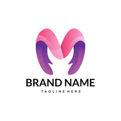 m abstract gradient letter logo