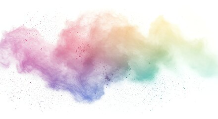 Obraz premium Colorful Powder Explosion with Rainbow Hues Isolated on White