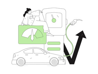 Vector Internet operation hand-drawn illustration of people getting discounts for refueling their cars

