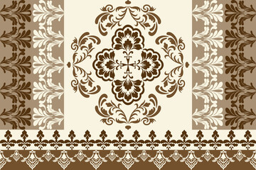 seamless damask pattern, browns , flowers ,interior 